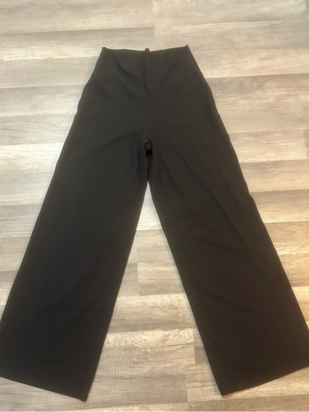 aerie Black High-Rise Ribbed Knit Wide-Leg Pants